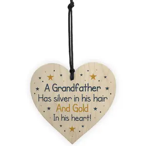 Red Ocean Novelty Gifts For Grandad Grandfather Wood Heart Gift For Birthday Fathers Day Christmas