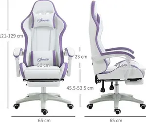 Vinsetto Gaming Chair, Recliner With PU Leather, 360 Swivel, Footrest & Lumbar Support, Purple | Aosom UK