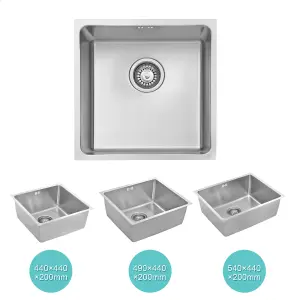 JASSFERRY Undermount Stainless Steel Kitchen Sink Single Bowl, 540 x 440 mm