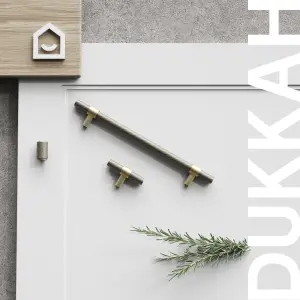 GoodHome Dukkah Brass effect Kitchen cabinets Bar Pull Handle (L)25.7cm (D)35mm, Pack of 2