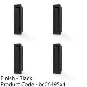 4 PACK Flush Sliding Pocket Door Pull Handle - Matt Black 70mm x 19mm Finger Edge