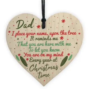 Red Ocean DAD Memorial Christmas Tree Bauble Handmade Wooden Hanging Heart Decoration Sign Gift For DAD Keepsake