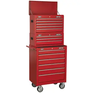 14 Drawer Tool Chest with Mobile Storage - Red - 680 x 460 x 1635mm