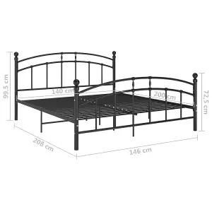 Berkfield Bed Frame Black Metal 140x200 cm