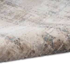 Ivory Grey Blue Abstract Pattern Bedroom & Living Room Rug -160cm X 221cm