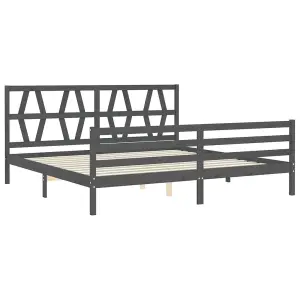 Berkfield Bed Frame with Headboard Grey 200x200 cm Solid Wood