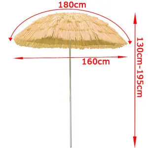 SunDaze 1.6M Beige Hawaiian Parasol Outdoor Beach Patio Umbrella UV Protection