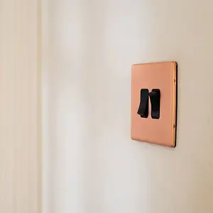 Brushed Copper Screwless Plate 10A 3 Gang 2 Way Light Switch - Black Trim - SE Home