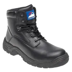 Himalayan S1P Black Leather Steel Toe Safety Boots for Ultimate Protection