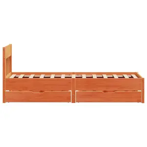 Berkfield Bed Frame without Mattress Wax Brown 90x200 cm Solid Wood Pine