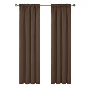 Deconovo Room Darkening Curtains Thermal Insulated Rod Pocket Curtains Decorative Blackout Curtains 52 x 63 Inch Brown 2 Panel