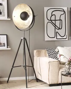 Metal Tripod Lamp Black and Silver THAMES II