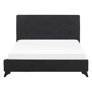 Fabric EU Double Size Bed Black AMBASSADOR