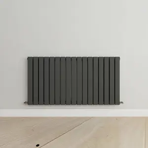 Horizontal Anthracite Double Flat Panel Radiator (H) 600 mm x (W) 1156 mm, 5732 BTU.