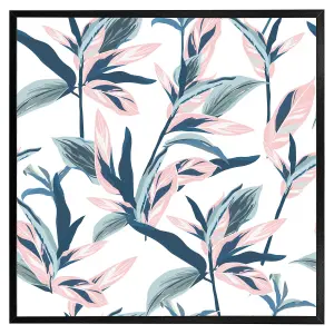 Winter pink & blue flowers (Picutre Frame) / 12x12" / Grey