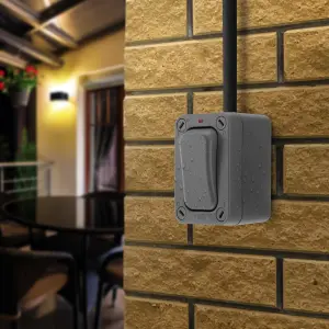 BG 20A Grey 1 gang Outdoor Weatherproof slim switch with LED indicator