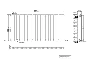 Right Radiators 600x1180mm Horizontal Single Oval Column Designer Radiator Black