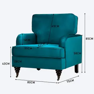 Comfy Upholstered Occasional Armchair Accent Chair Folding Back Removable Cushion with Wooden Legs