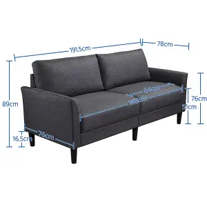 Yaheetech Dark Grey 2-Seater Linen Fabric Upholstered Sofa 191cm