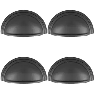 4 PACK - Victorian Cup Handle - Anthracite 76mm Centres Solid Brass Shaker Drawer Pull