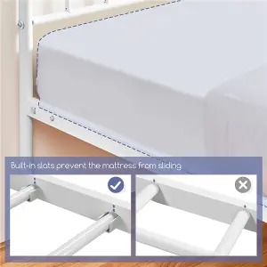 Yaheetech White 5ft King Metal Bed Frame with Arrow Design Headboard and Footboard