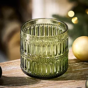 Set of 4 Luxury Green Short Drinking Glass Tumblers 380ml