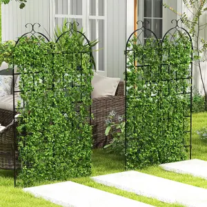 COSTWAY 4 Pack Metal Garden Fence Decorative Outdoor Trellis 180 cm x 50 cm