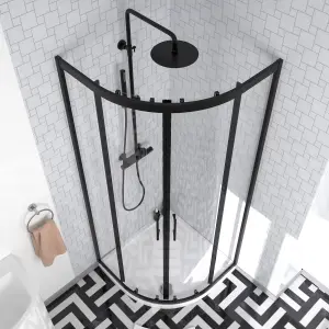 Nes Home Elton Matte Black Quadrant 800mm Shower Enclosure & Right Hand Vanity Combination Unit