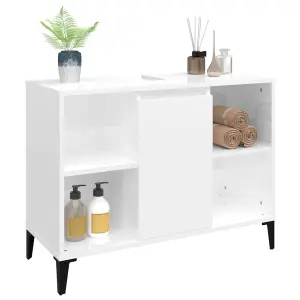 Berkfield Sink Cabinet High Gloss White 80x33x60 cm Engineered Wood