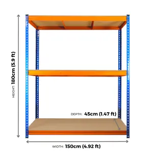 20 Bays of 3 Tier ULTRA HEAVY DUTY Storage Racking 1800h x 1500w x 450d mm 350kg