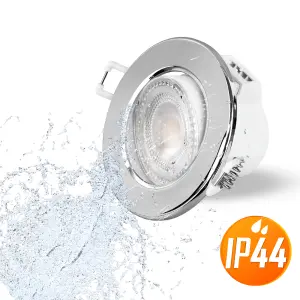 paul russells LED Downlight Chrome Dimmable Tilt Recessed Ceiling Spotlight 6W 570 Lumens, IP44, Colour Changeable CCT3 Pack of 6