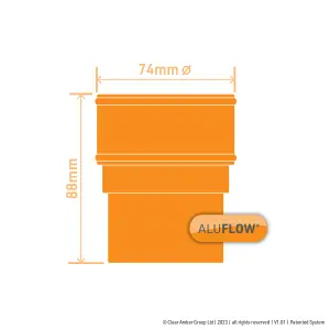 Aluflow Black Round Downpipe connector (L)88mm (Dia)74mm