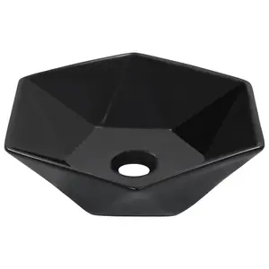 Berkfield Wash Basin 41x36.5x12 cm Ceramic Black