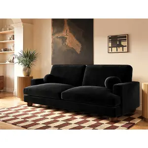 Solace+Co Addison 3 Seater Velvet Sofa - Black