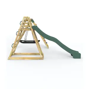 Rebo Wooden Pyramid Climbing Frame with Swings and 8.7ft Water Slide - Cloudcap