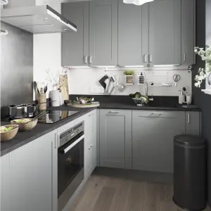 GoodHome Alpinia Matt slate grey wood effect Shaker Drawer front, bridging door & bi fold door