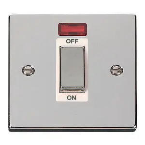 Polished Chrome 1 Gang Ingot Size 45A Switch With Neon - White Trim - SE Home