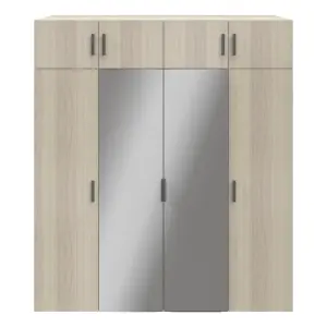 GoodHome Atomia Freestanding Matt oak effect Chipboard Mirrored Large Wardrobe (H)2250mm (W)1000mm (D)580mm