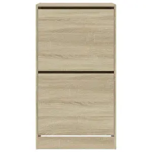 Shoe Cabinet with 2 Flip-Drawers Sonoma Oak 60x42x108 cm