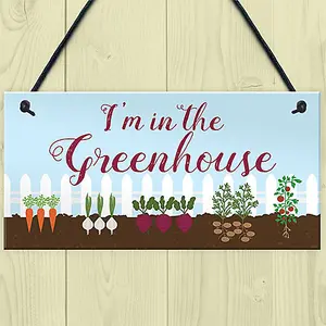 Red Ocean Im In The Greenhouse Sign Hanging Wall Door Plaque Garden Shed Summerhouse Sign Gift For Him Her Friendship Gift