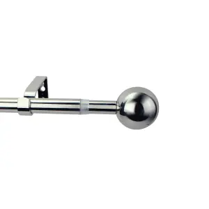 GoodHome Olympe Chrome effect Extendable Ball Curtain pole Set, (L)2000mm-3300mm (Dia)19mm