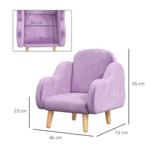 ZONEKIZ Cloud-Shaped Toddler Armchair, Kids Chair, 1.5-3 Years - Purple