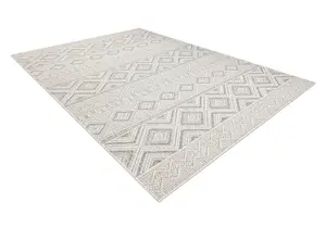 Carpet JERSEY 19234 grey - Rhombuses, structural, loop BOHO  60x100 cm