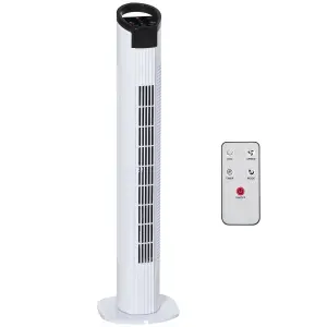 HOMCOM LED Tower Fan with 70 degree Oscillation 3 Speed 3 Mode Black and White