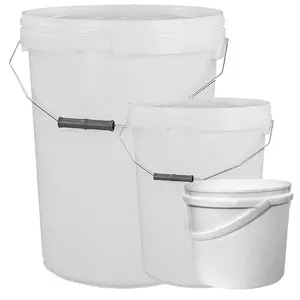 10 x Strong Heavy Duty 25L White Multi-Purpose Plastic Storage Buckets With Lid & Handle