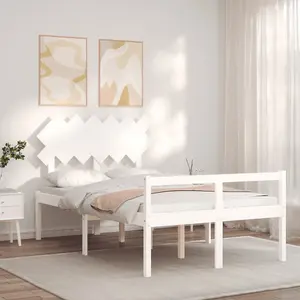 Berkfield Bed Frame with Headboard White 120x200 cm Solid Wood