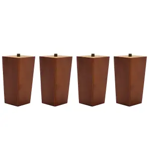 Solid Wooden Furniture Legs Walnut Coloured Sqaure Table Legs,4 Pcs,H100mm