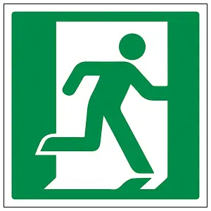 Running Man RIGHT Fire Exit Logo Sign Glow in the Dark 100x100mm (x3)