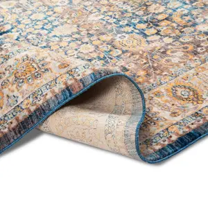 Charming Blue Boho Floral Area Rug for Elegant Home Décor