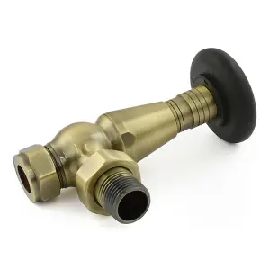 Jaguar Thermostatic Radiator Valve - Antique Brass (Angled TRV)